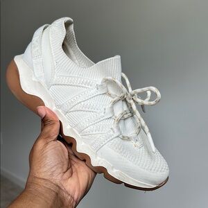 Madewell White and Brown Sneakers with Knit Upper